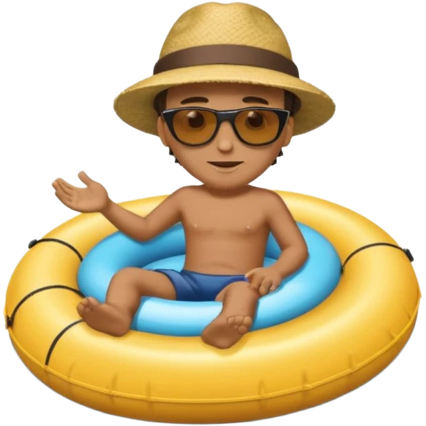 a man floatin on water while sitting on a tube emoji