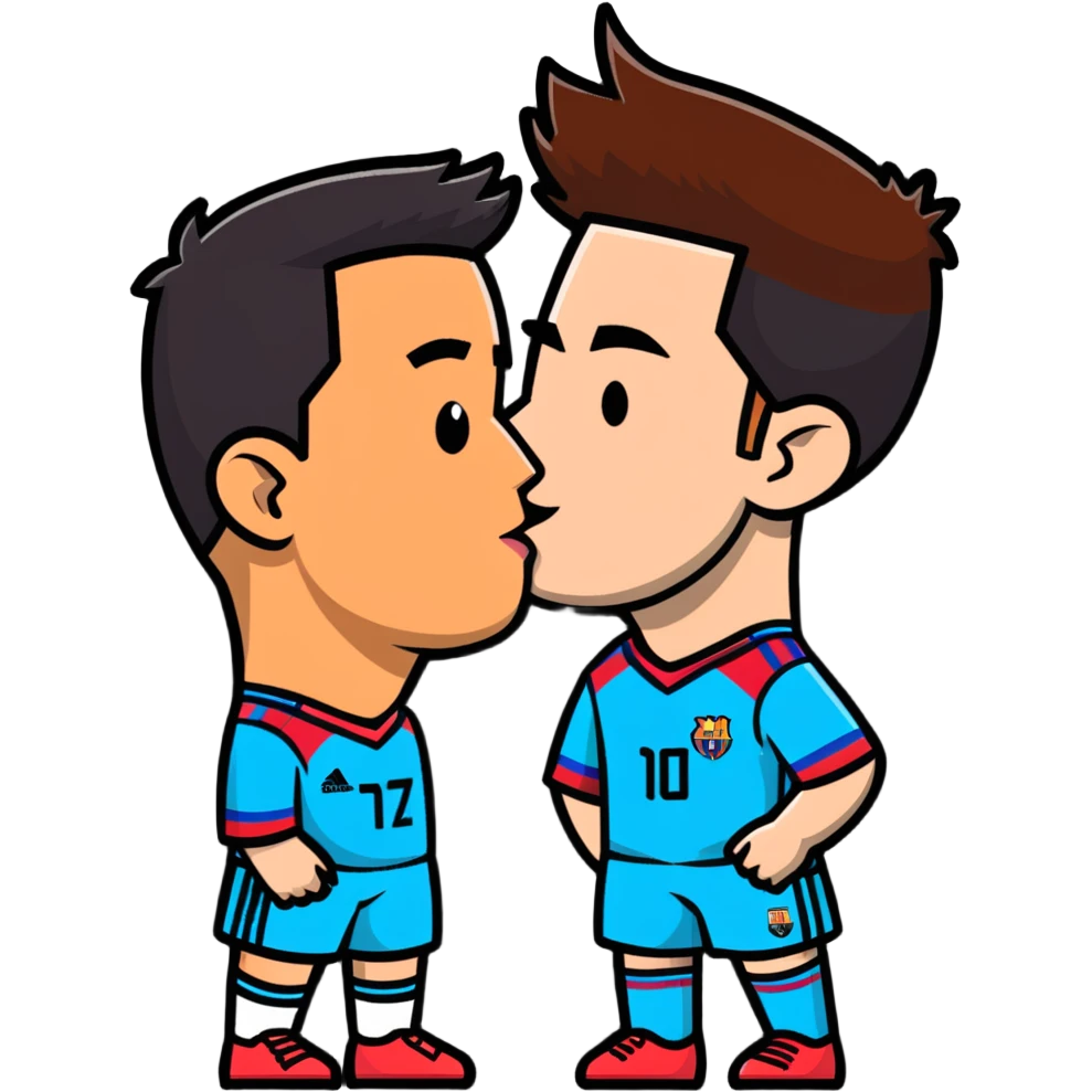 Ronaldo and Messi kissing emoji