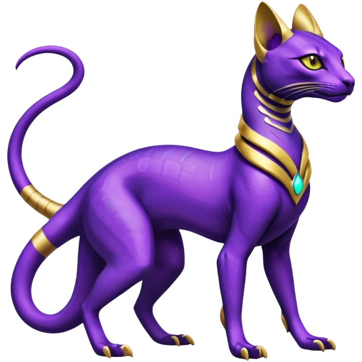 Futuristic Ethereal Beautiful Salandit-Bastet-Fakémon-hybrid-creature (full body)  emoji