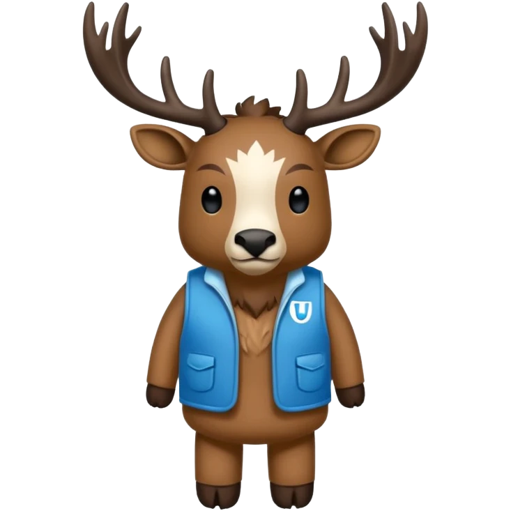 crea una mascota de equipo que sea un venado de cuerpo completo y lleve un chaleco con el nombre de telamon emoji