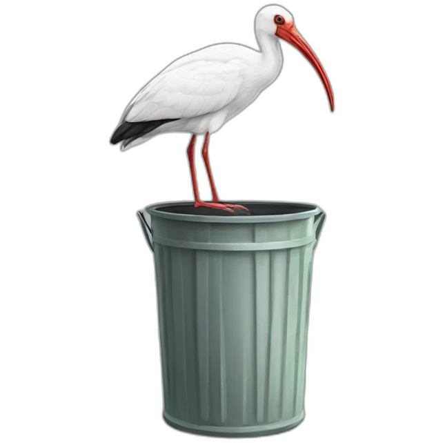 Australian white ibis in a trash can emoji
