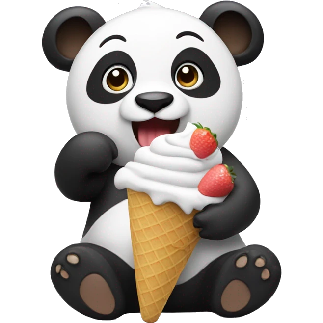 Panda eating ice cream emoji