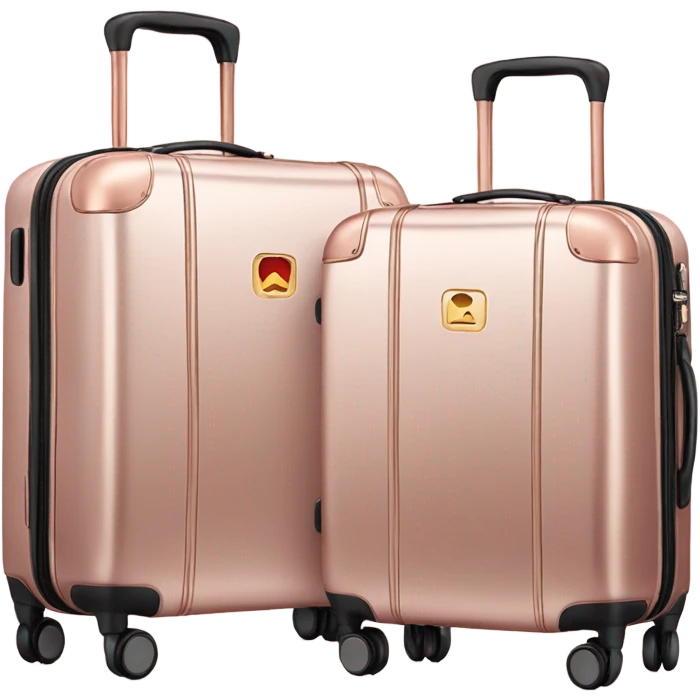 Two rose gold carry on suitcases emoji