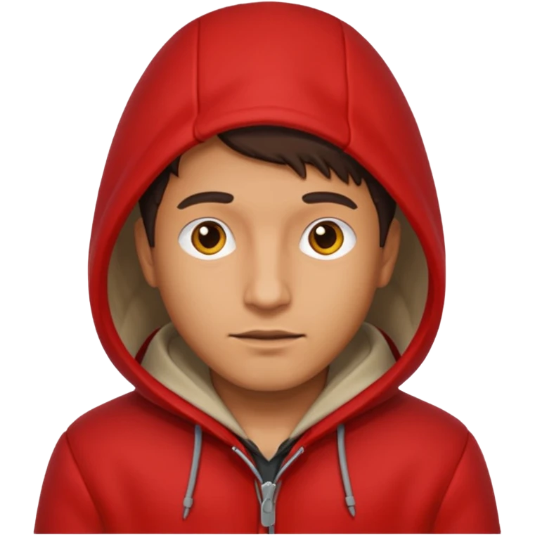 Man in red coat, hood down emoji