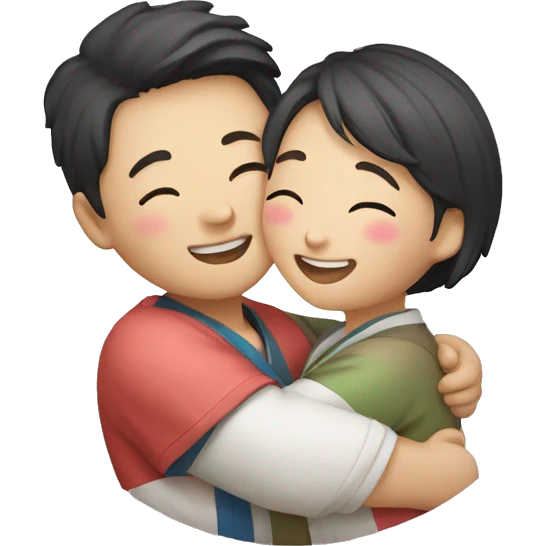 happy korean couple hugging each other  emoji
