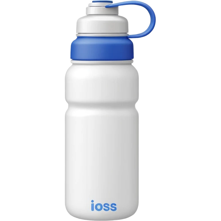 white water bottle with white lid, white handle strap emoji