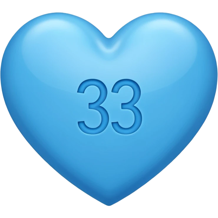number "3" print inside the blue heart shape emoji