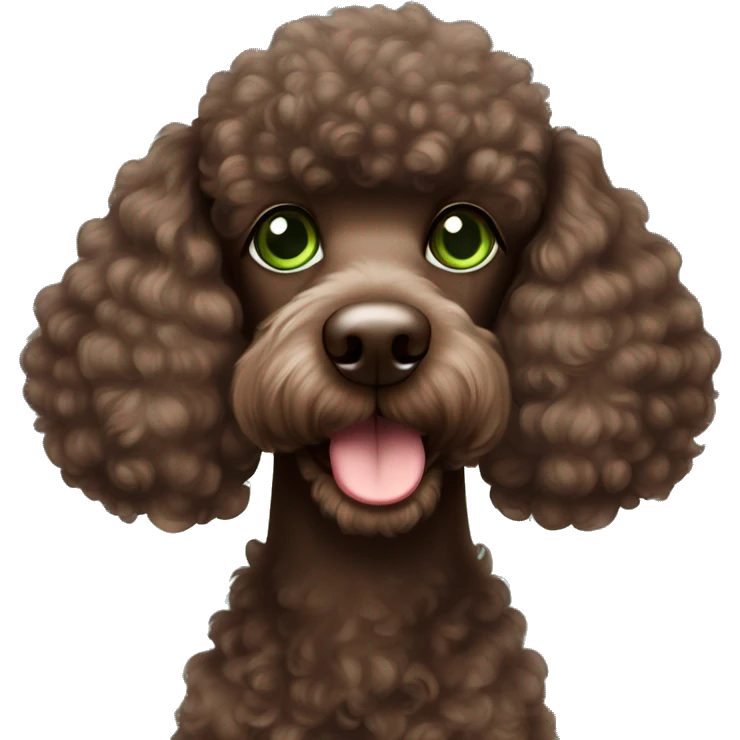 Choco Brown poodle with green eyes emoji