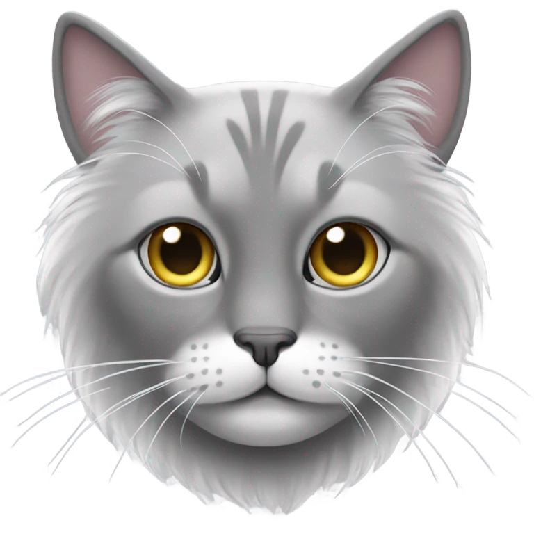 Grey/ white cat wit long hair and one eye  emoji