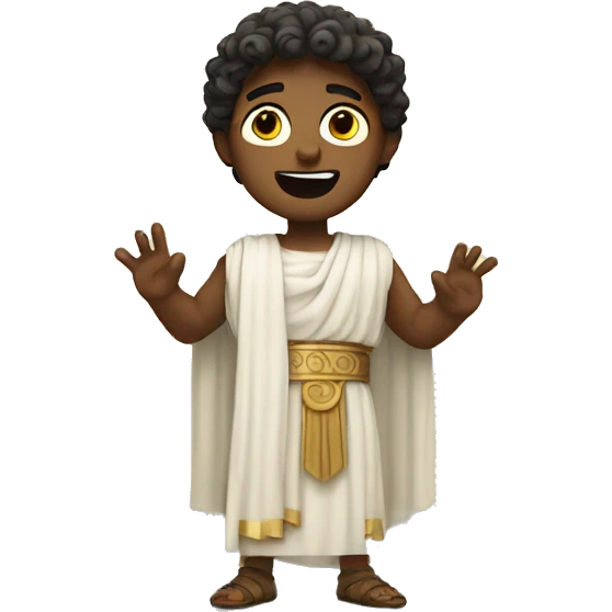 white boy in a Ancient Greek costume singing, on stage  emoji