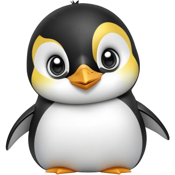 cinematic-cute-emperor-penguin-portrait-emoji,-head-tilted-playfully-and-inquisitively,-with-glossy,-pristine-plumage,-sparkling-eyes-filled-with-curiosity,-simplified-yet-irresistibly-adorable-features, black, large black eyes face, zoomed in emoji