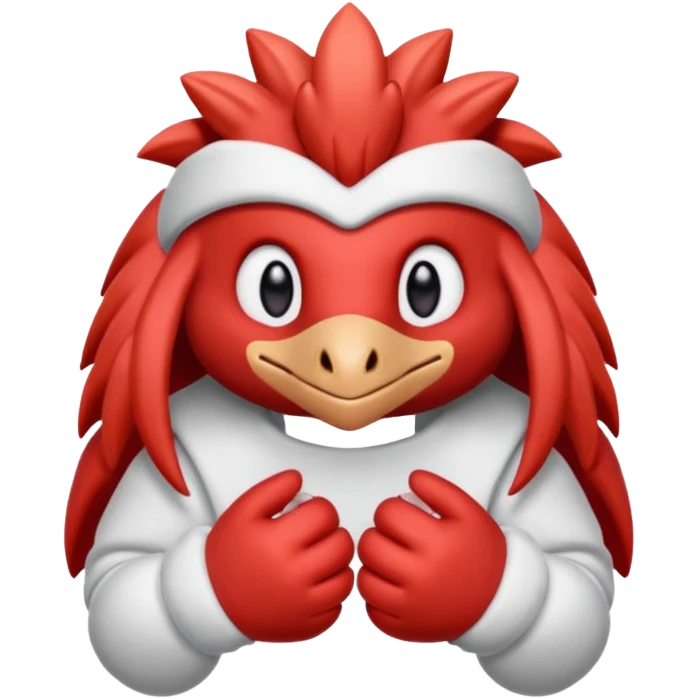 knuckles a red animal with peach arms and white mittens that have no fingers , he’s a echidna with red eyes emoji