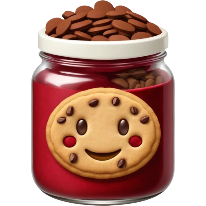 Emoji de un tarro de galletas Red Velvet con pepitas de chocolate blanco emoji