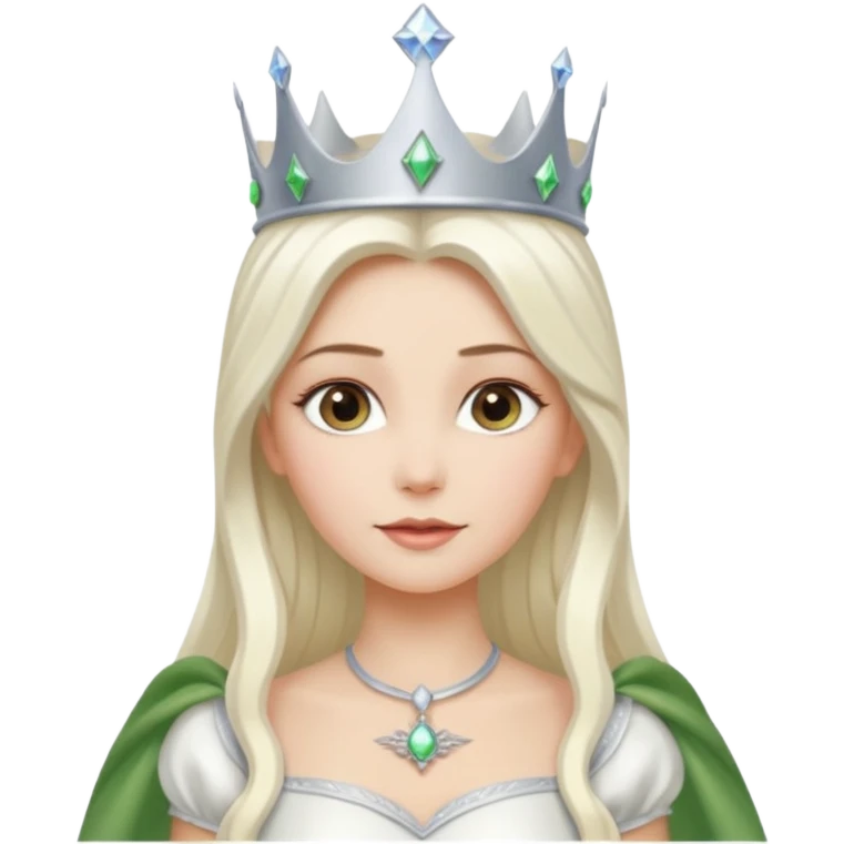 The Good Witch from The Land of Oz with long platinum blonde hair, white outfit and crown emoji