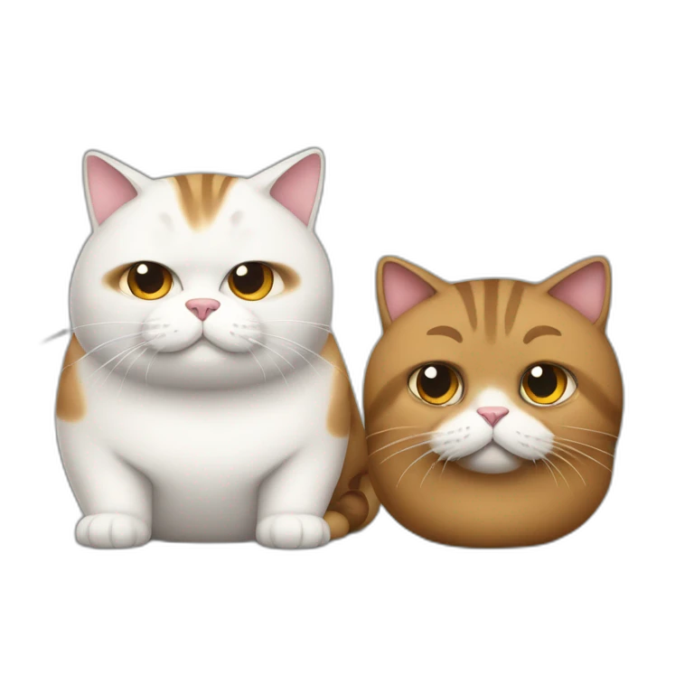Two fat cats, one brown and one white emoji