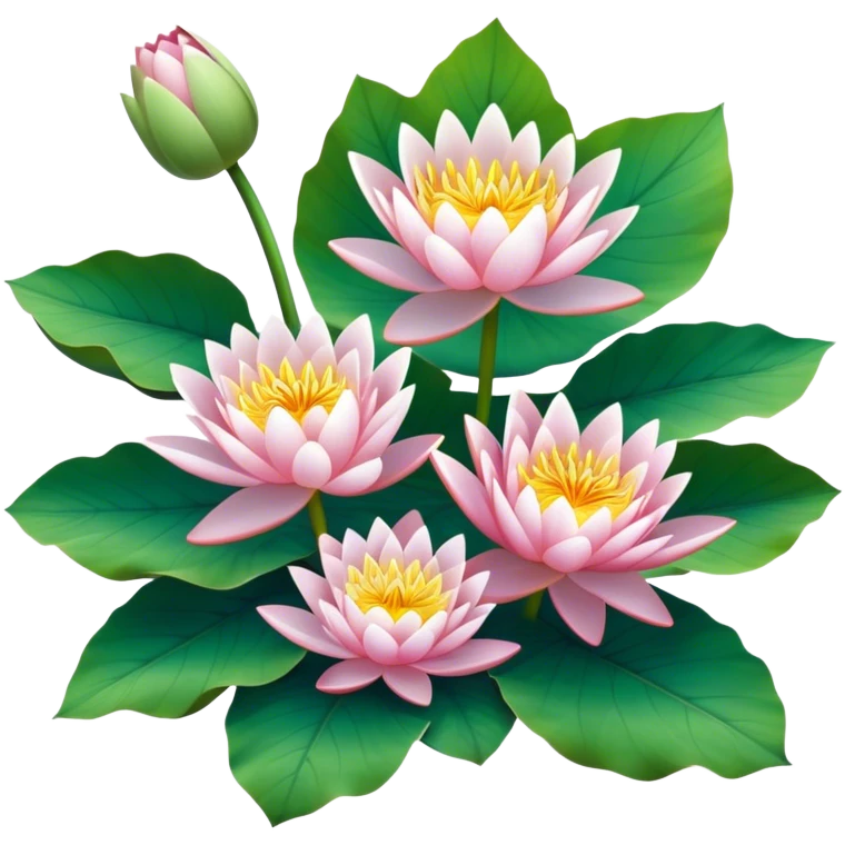 big bouquet Water Lily, stem, Water Lily leaf emoji