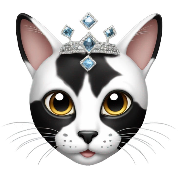 Black and white cat princess emoji