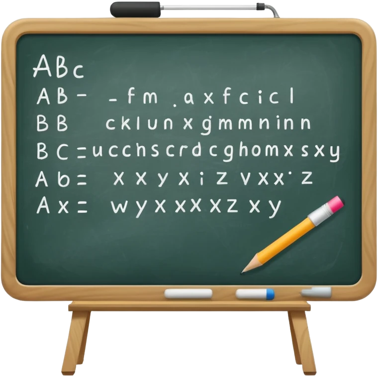 Whiteboard with ABC written on with handwriting emoji