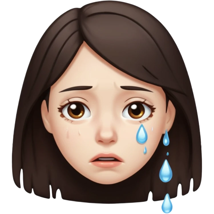 A dark brown-haired girl melting emoji