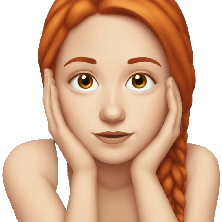 white girl with straight red hair laying down on a pillow emoji