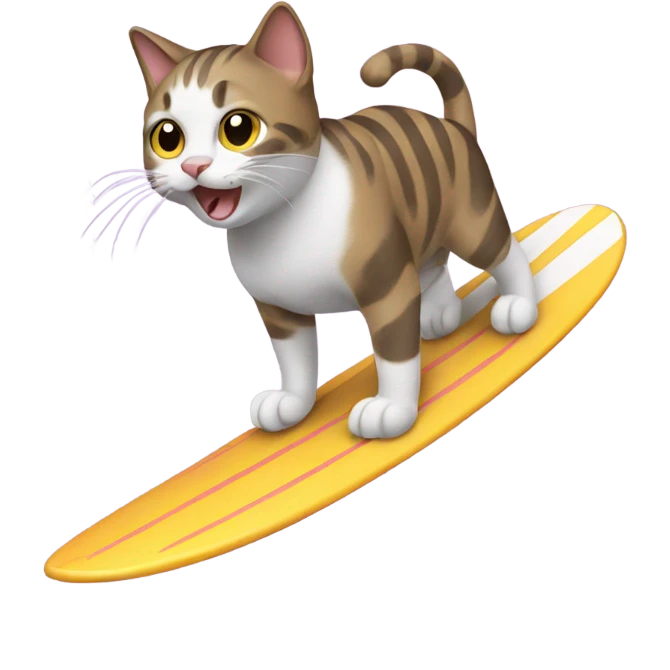 Cat surfing emoji