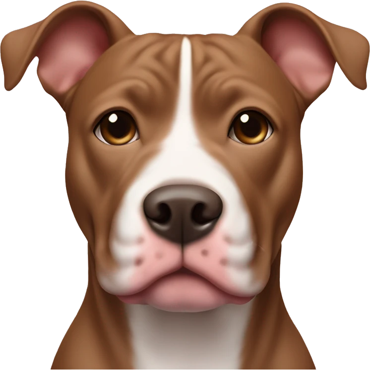 a brown pittbull with a light pink nose, white stripw above nose and white on the neck emoji