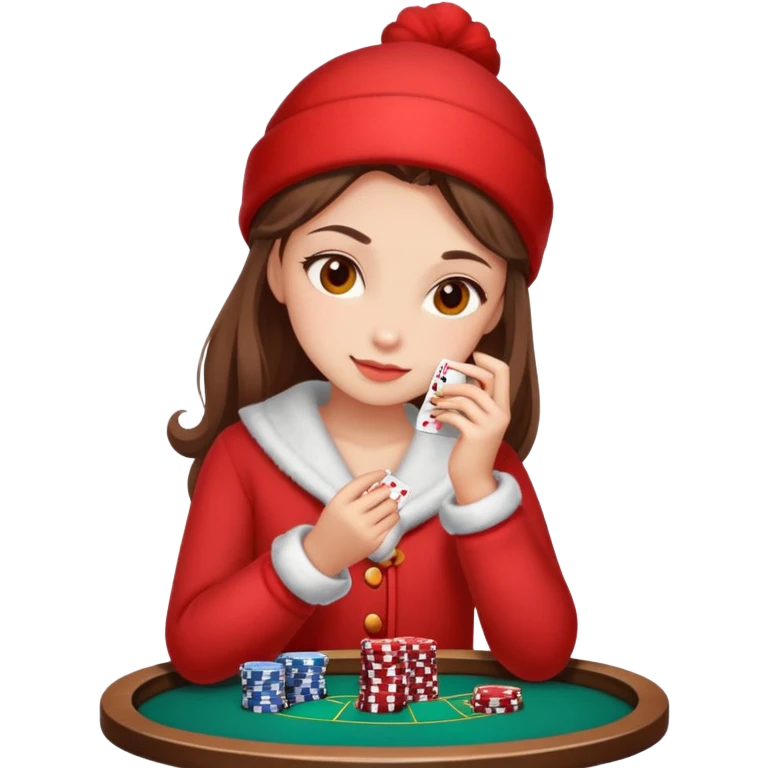 red clothes cozy girl gambling emoji