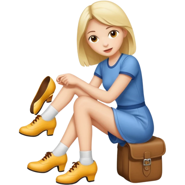 girl putting on shoe emoji
