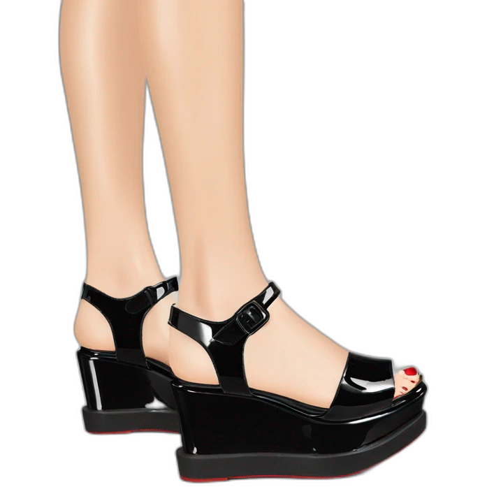 Platform wedges black patent louboutin sandal emoji