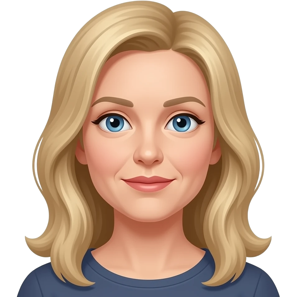 Can you make a blonde woman with long hair and blue eyes in her 40s emoji
