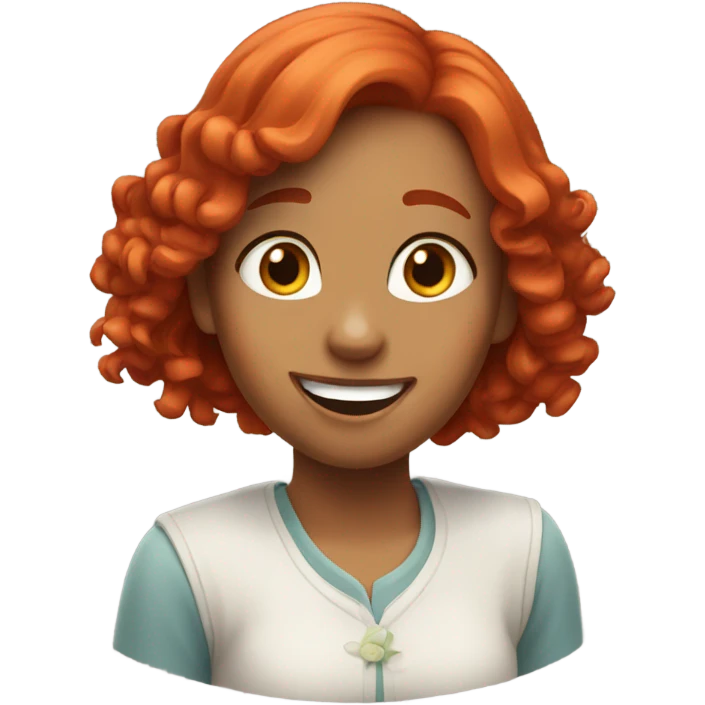 girl with red hair and sayng hurrah emoji