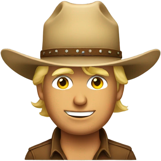 Donald Trump wearing a cowboy hat with White House on the background  emoji