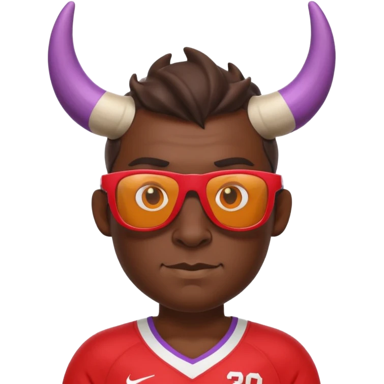3D cartoon horned character portrait, wearing sunglasses, sports jersey, centered, clean background, no text, no watermark
 emoji