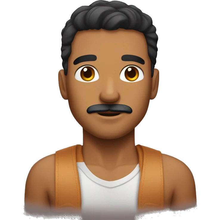 A guy have tan skin from jordan he have a mustache not condensed and littlebit wide nose emoji