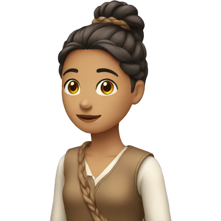 Girl with long braid over her shoulder going down to her waist  emoji