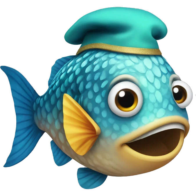 Fish in a festive cap emoji