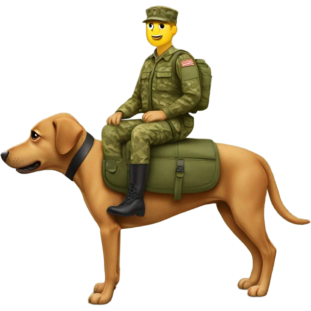 Dog riding a army man on the head named “Jorge” emoji