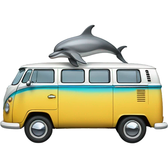 Dolphin driving a vw bus emoji