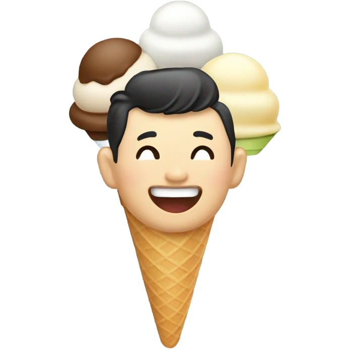 asian man eating ice cream emoji