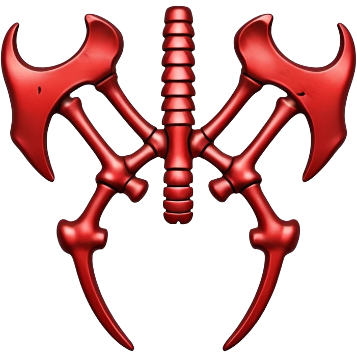 metallic anatomic bones with traces of blood, steel texture, dark dramatic tone, clean background emoji