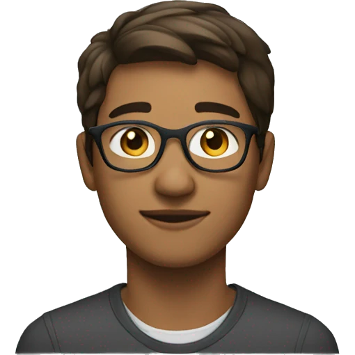 A slightly brown young man wearing glasses and a h emoji
