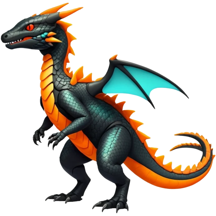 futuristic lush warm-colored neon-colored Fakémon-Trico-Kyurem-Salandit-creature (full body) emoji