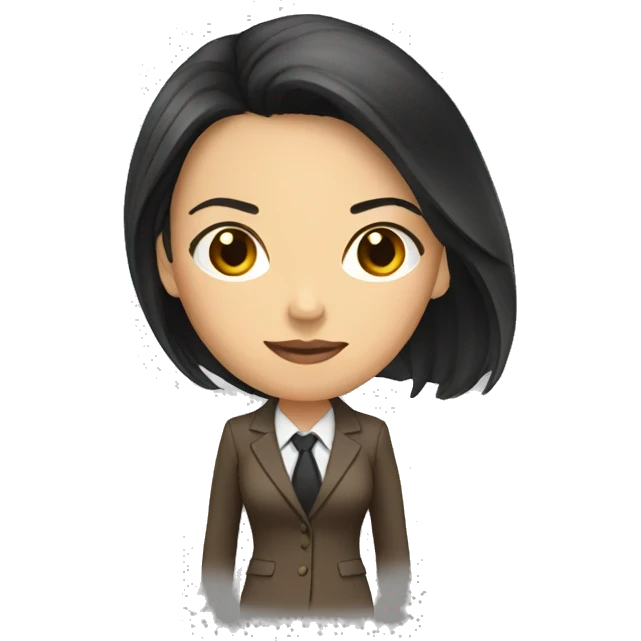Female defense attorney with long black hair with brown suit emoji