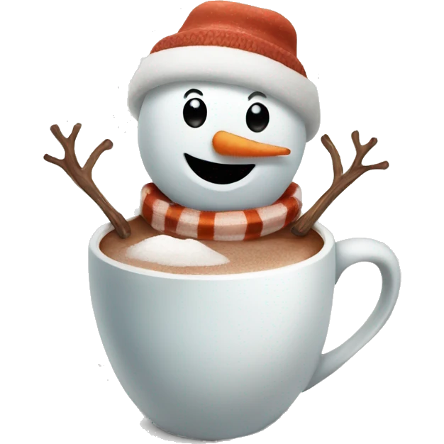 Snowman with a hot coco emoji