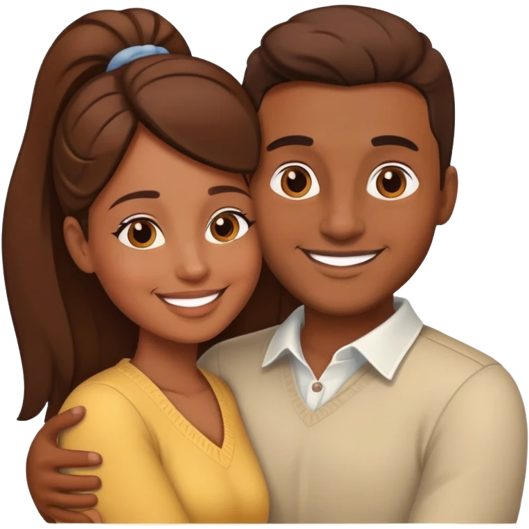 brown skin couple with love emoji
