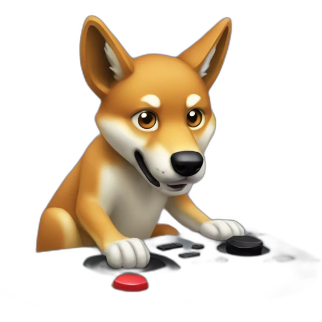 A dingo playing a Sega Genesis emoji