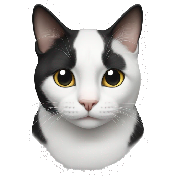 Tuxedo cat with white mark onface emoji