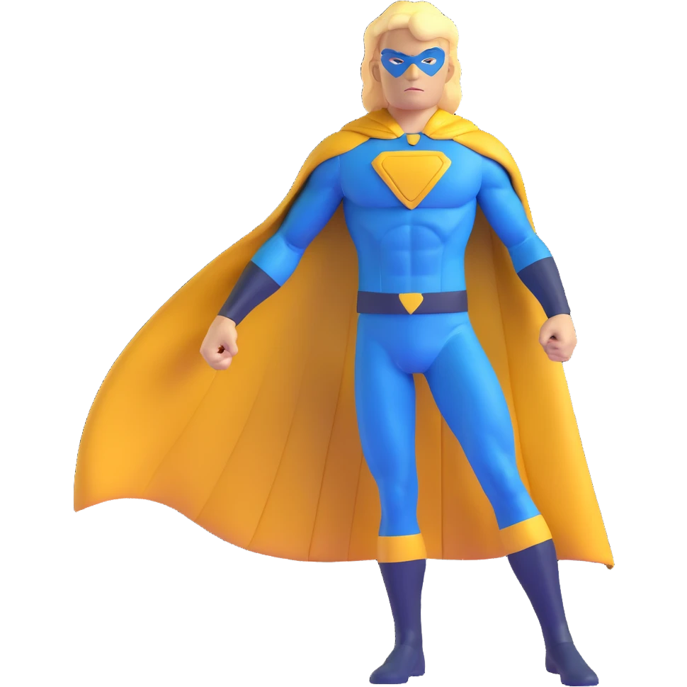 Marvel superhero Sentry with blonde hair in blue and gold costume with cape emoji