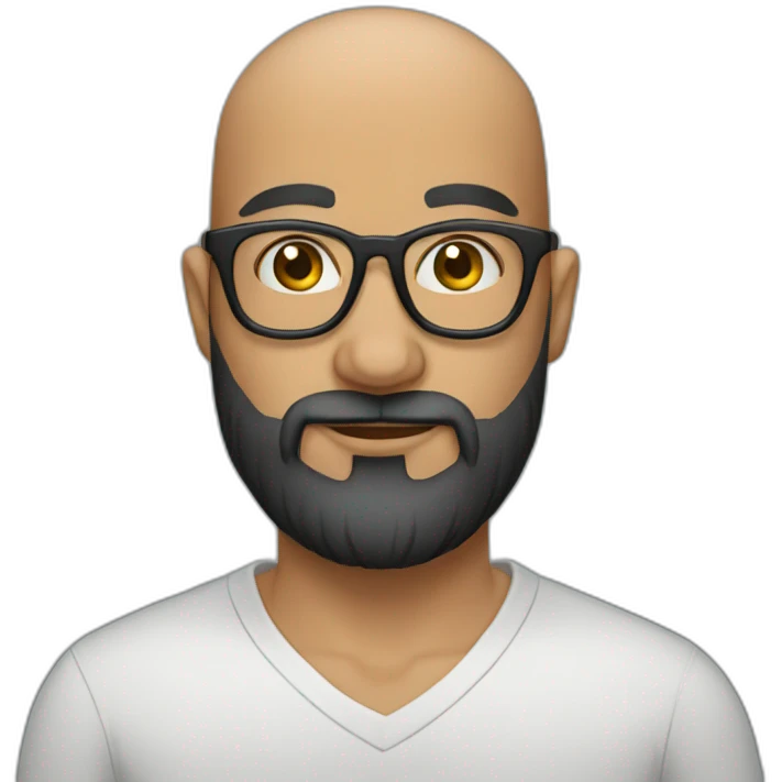 bald beard man with tattoo in glasses emoji
