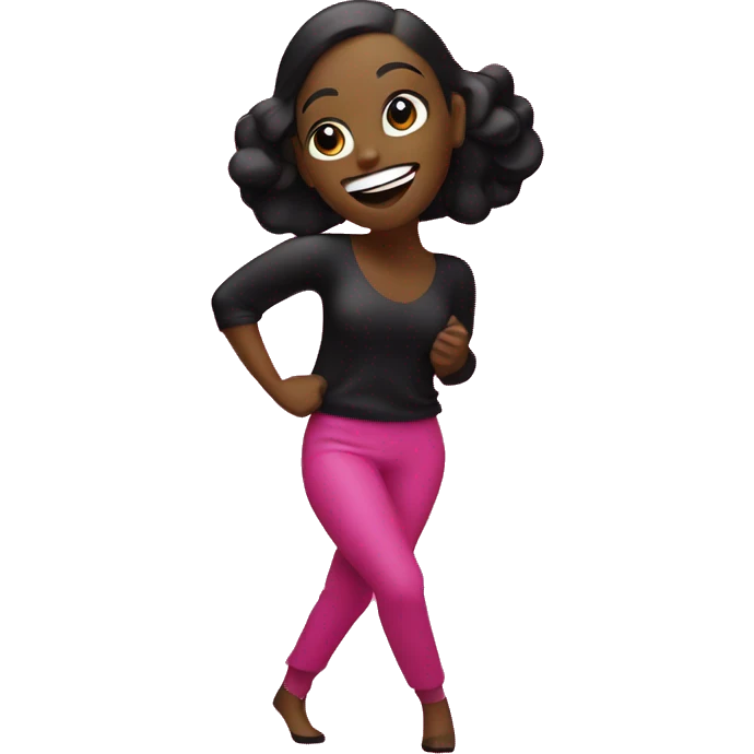 Dancing speech bubble dots pink , with black woman animated gif emoji
